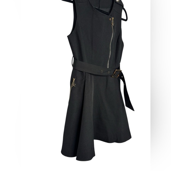 Old Money Grunge Black Belted Bow Accent Mini Dress Size Large - Picture 2 of 12